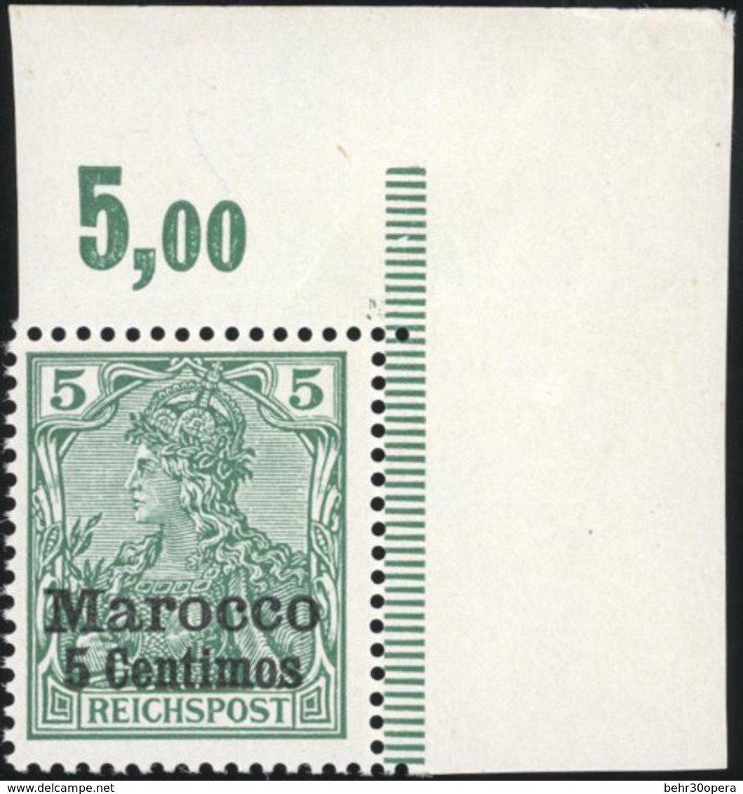 ** N°7 - MICHEL#8II. Variété Du ''t''. Coin De Feuille. Signé BOTHE. SUP. - Deutsche Post In Marokko