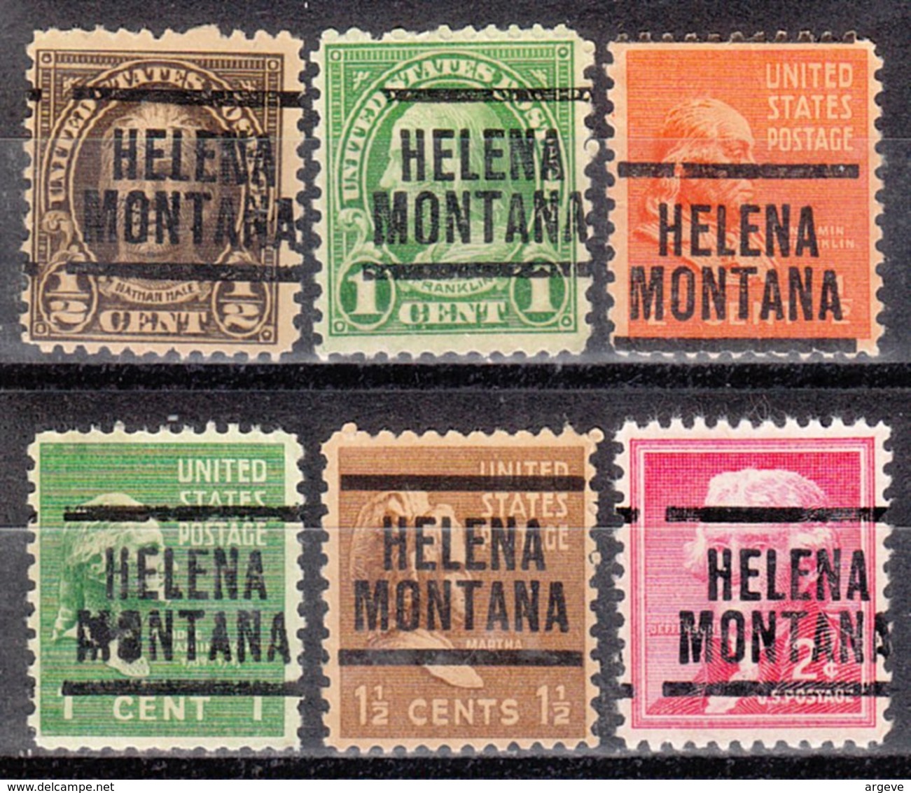 USA Precancel Vorausentwertung Preo, Locals Montana, Helena 204, 6 Diff., Perf. 11x10 1/2 - Vorausentwertungen