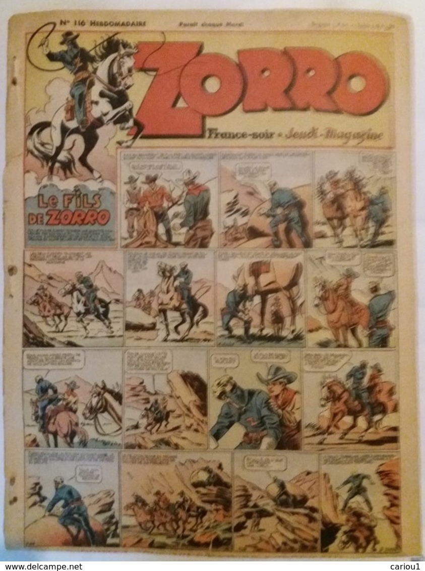 C1 ZORRO Jeudi Magazine 116 1948 ROBIN Zig Et Puce LIEUTENANT X  Port Inclus France - Zorro