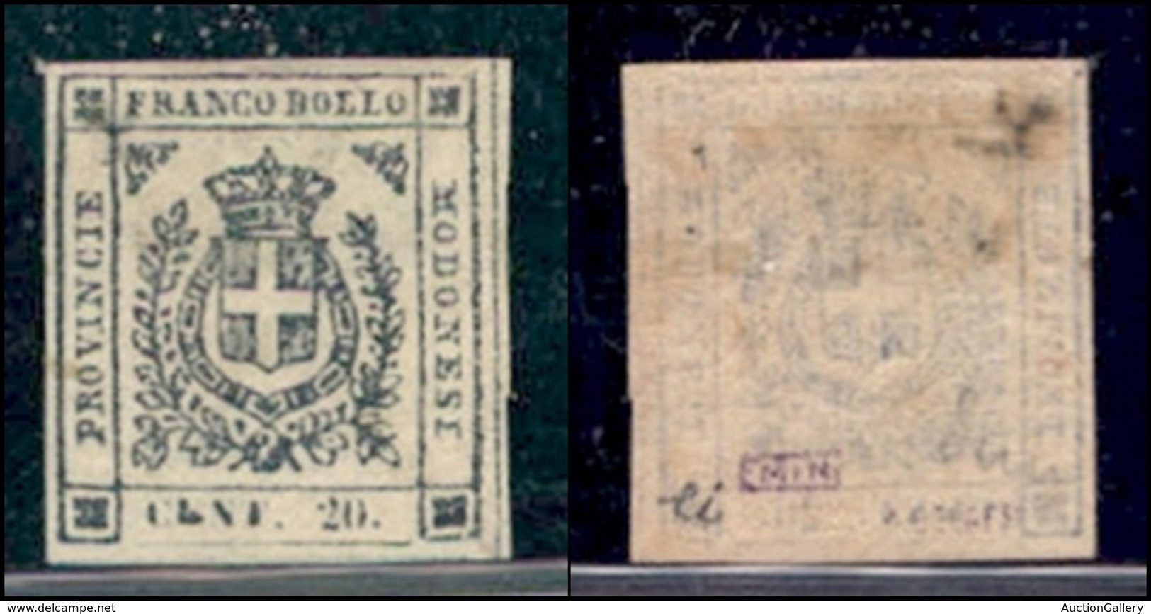 ANTICHI STATI ITALIANI - MODENA - 1859 - 20 Cent (15) - Gomma Originale - Lieve Oleosità Al Retro - Cert. AG (5000) - Andere & Zonder Classificatie