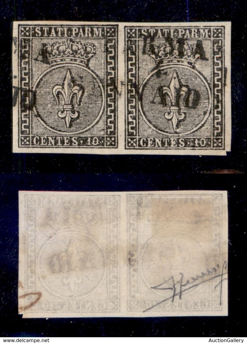 ANTICHI STATI ITALIANI - PARMA - 1852 - 10 Cent (2) - Coppia Orizzontale - Sorani (700) - Autres & Non Classés