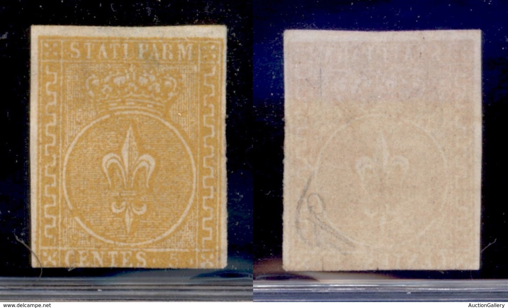 ANTICHI STATI ITALIANI - PARMA - 1853 - 5 Cent (6) Nuovo Senza Gomma - Corto In Basso - Diena + Cert. AG - Autres & Non Classés