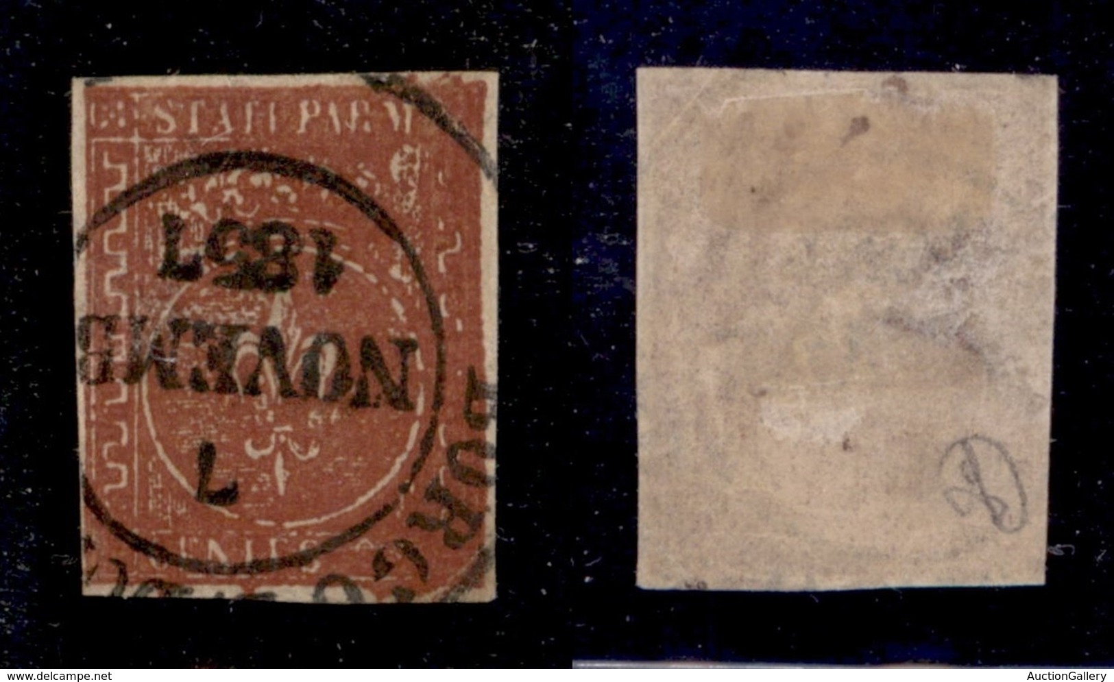 ANTICHI STATI ITALIANI - PARMA - 1853 - 25 Cent (8g) - Fortemente Inchiostrato Senza Le Cifre Del Valore - Preciso A Sin - Autres & Non Classés