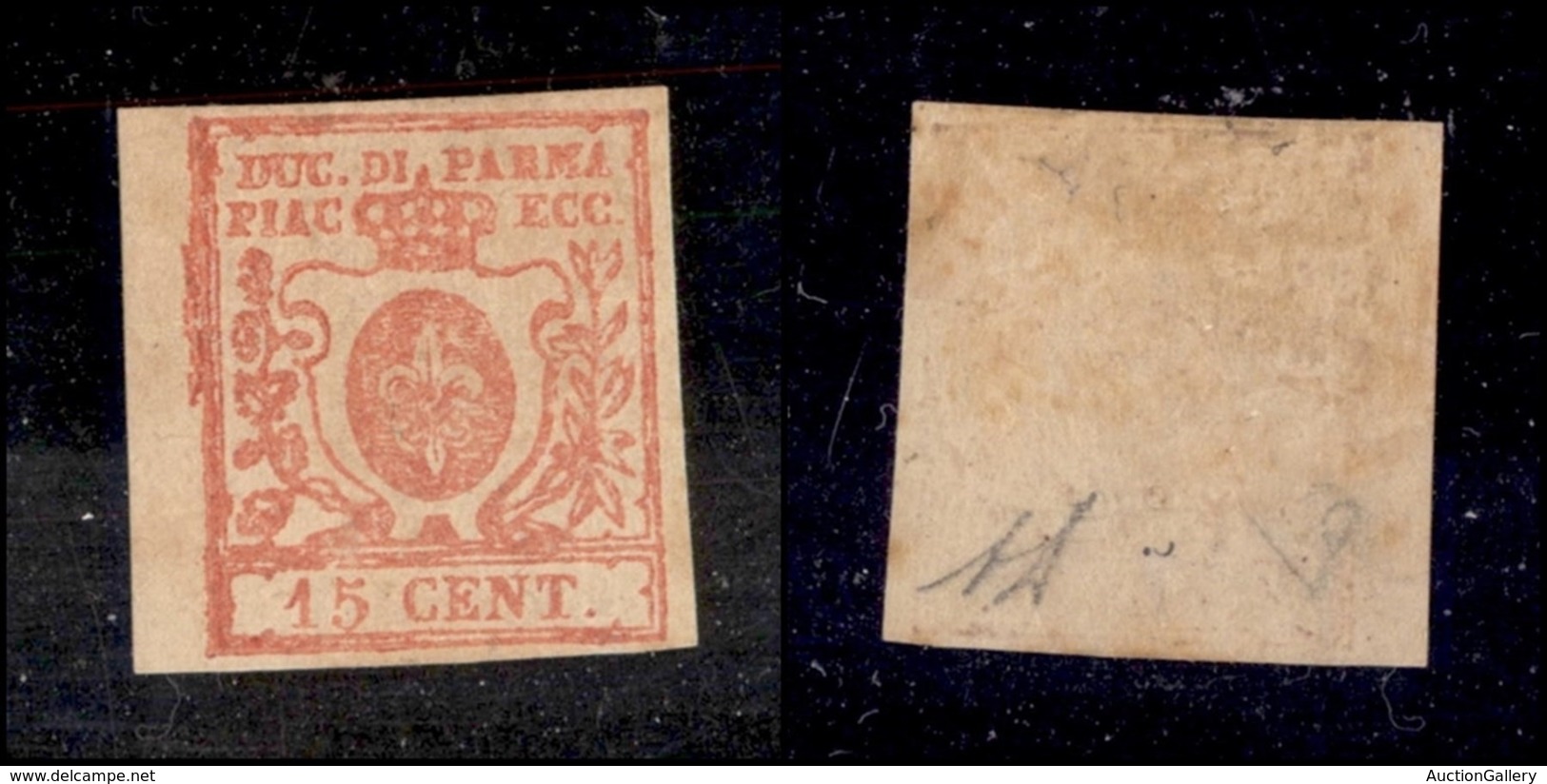 ANTICHI STATI ITALIANI - PARMA - 1859 - 15 Cent (9ab - Stampa Oleosa) Bordo Foglio - Gomma Originale - Diena - Autres & Non Classés