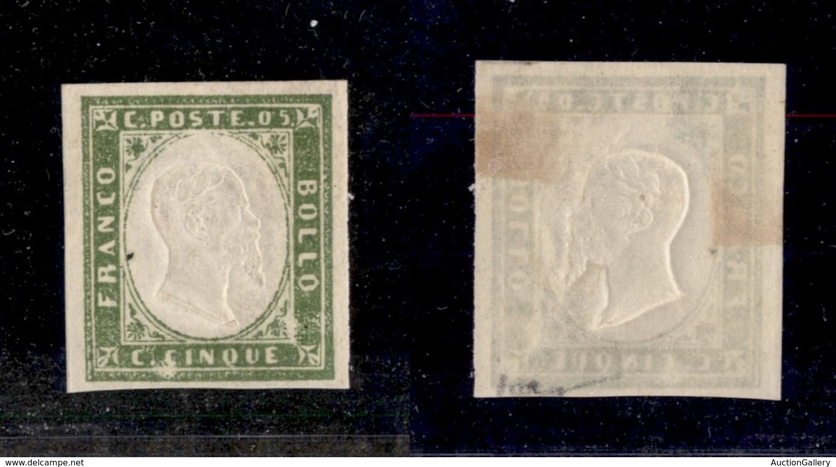 ANTICHI STATI ITALIANI - SARDEGNA - 1861 - 5 Cent (13Cc) - Gomma Originale - Cert. Raybaudi (1.200) - Autres & Non Classés