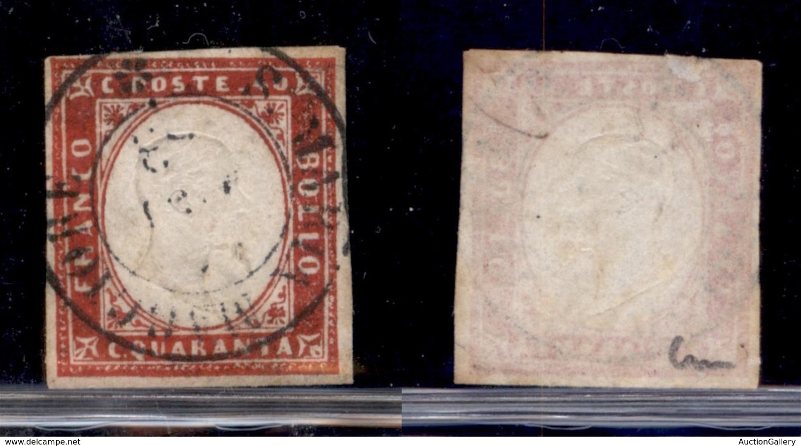 ANTICHI STATI ITALIANI - SARDEGNA - 1860 - 40 Cent (16Cb - Carminio Lillaceo) Usato (800) - Other & Unclassified