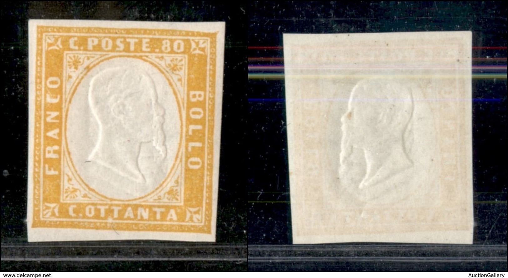 ANTICHI STATI ITALIANI - SARDEGNA - 1862 - Tripla Effigie - 80 Cent (17Da) - Gomma Originale - Cert. AG - Autres & Non Classés