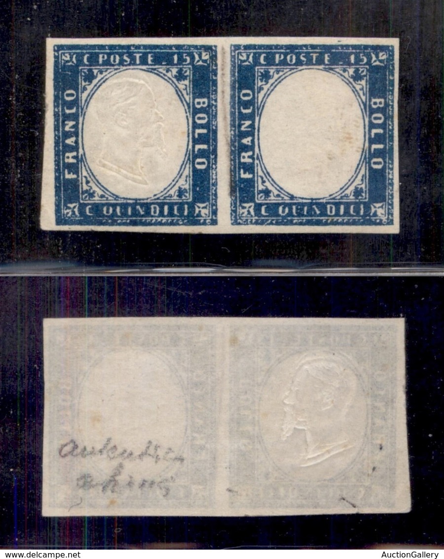 REGNO - POSTA ORDINARIA - 1863 - Senza Effigie - 15 Cent (11n) - Coppia Con Doppia Testina A Sinistra - Gomma Originale  - Other & Unclassified