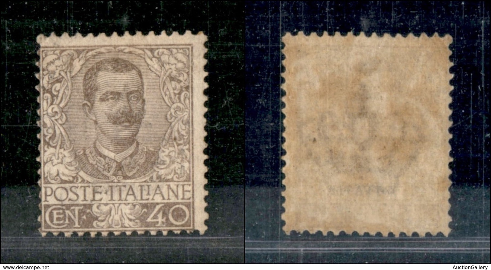 REGNO - POSTA ORDINARIA - 1901 - 40 Cent Floreale (74) - Gomma Integra (bruna) - Cert. AG (3.000) - Other & Unclassified