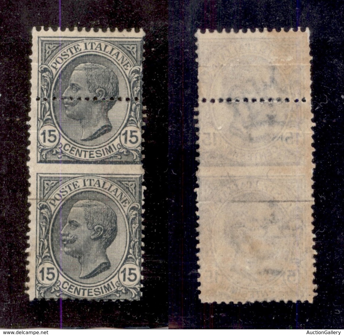 REGNO - POSTA ORDINARIA - 1919 - 15 Cent Leoni (108faf) - Coppia Verticale Non Dentellata Al Centro (dentellatura Centra - Autres & Non Classés