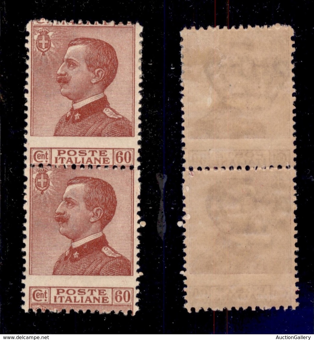 REGNO - POSTA ORDINARIA - 1918 - 60 Cent Michetti (111kaa) - Coppia Verticale (valore In Basso) - Pezzo Inferiore Gomma  - Autres & Non Classés