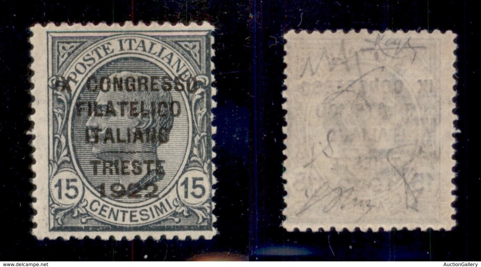 REGNO - POSTA ORDINARIA - 1922 - 15 Cent Congresso Filatelico (124) - Gomma Integra - Oliva + Fiecchi + Raybaudi (750) - Autres & Non Classés