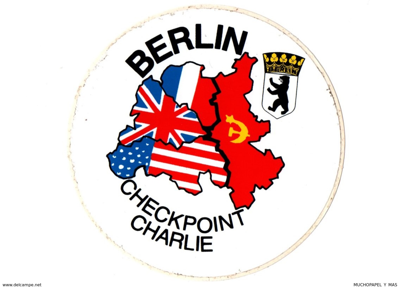 PEGATINA ADHESIVO STICKER DE BERLIN GERMANY CHECKPOINT CHARLIE EL MURO THE WALL DDR EAST WEST UNITED STATES FRANCE USSR - Stickers