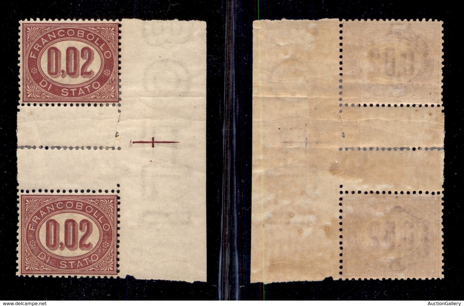 REGNO - SERVIZIO - 1875 - 2 Cent (1) - Coppia Verticale Con Interspazio Al Centro - Gomma Originale (500) - Autres & Non Classés