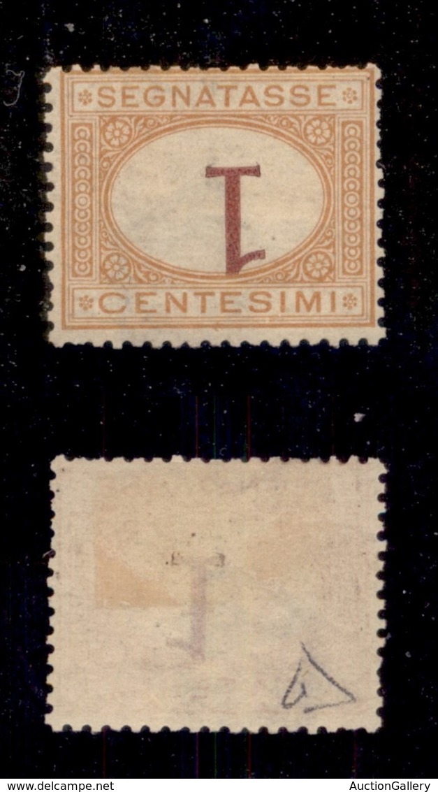 REGNO - SEGNATASSE - 1870 - 1 Cent (3b) Con Cifra Capovolta - Senza Gomma - Cert. Diena - Autres & Non Classés