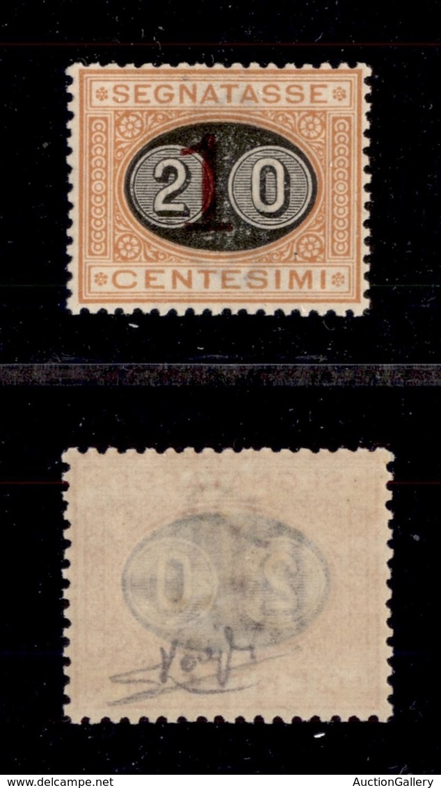 REGNO - SEGNATASSE - 1890 - 20 Cent Su 1 (18) - Gomma Originale - Ben Centrato - Raybaudi (650) - Autres & Non Classés
