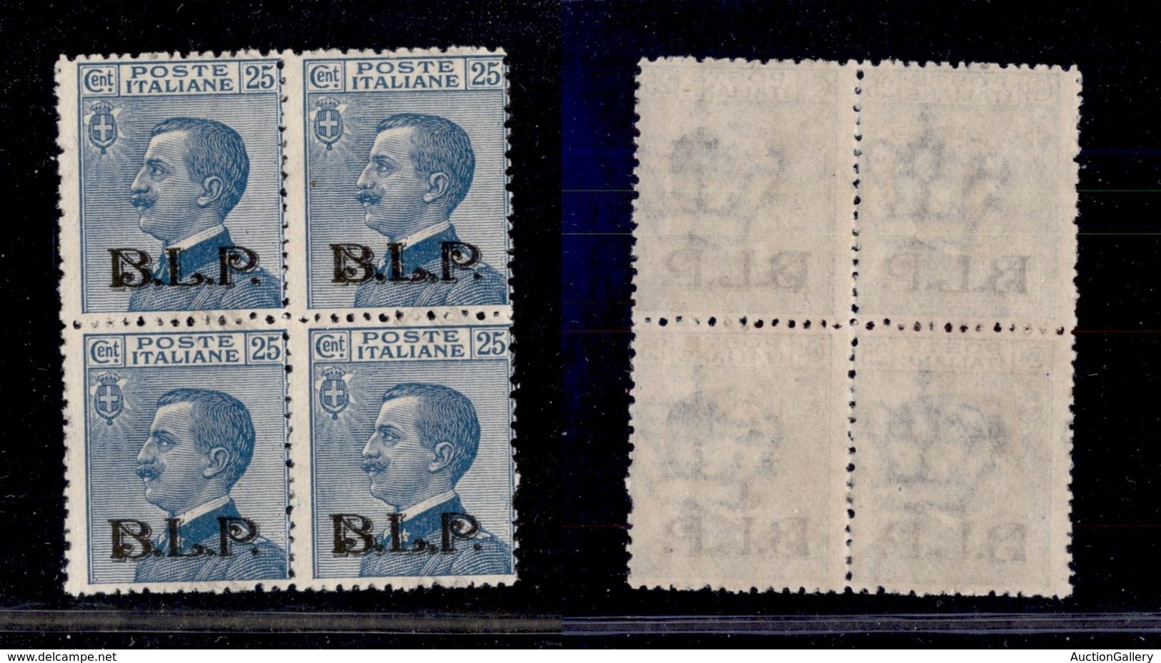 REGNO - B.L.P - 1922 - 25 Cent (8) In Quartina - Gomma Integra - Cert. AG (1.550) - Autres & Non Classés
