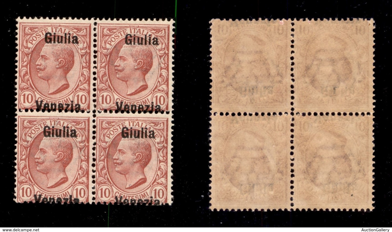 OCCUPAZIONI I GUERRA MONDIALE - VENEZIA GIULIA - 1918 - Giulia Venezia - 10 Cent (22d) In Quartina Con Venezia A Cavallo - Other & Unclassified