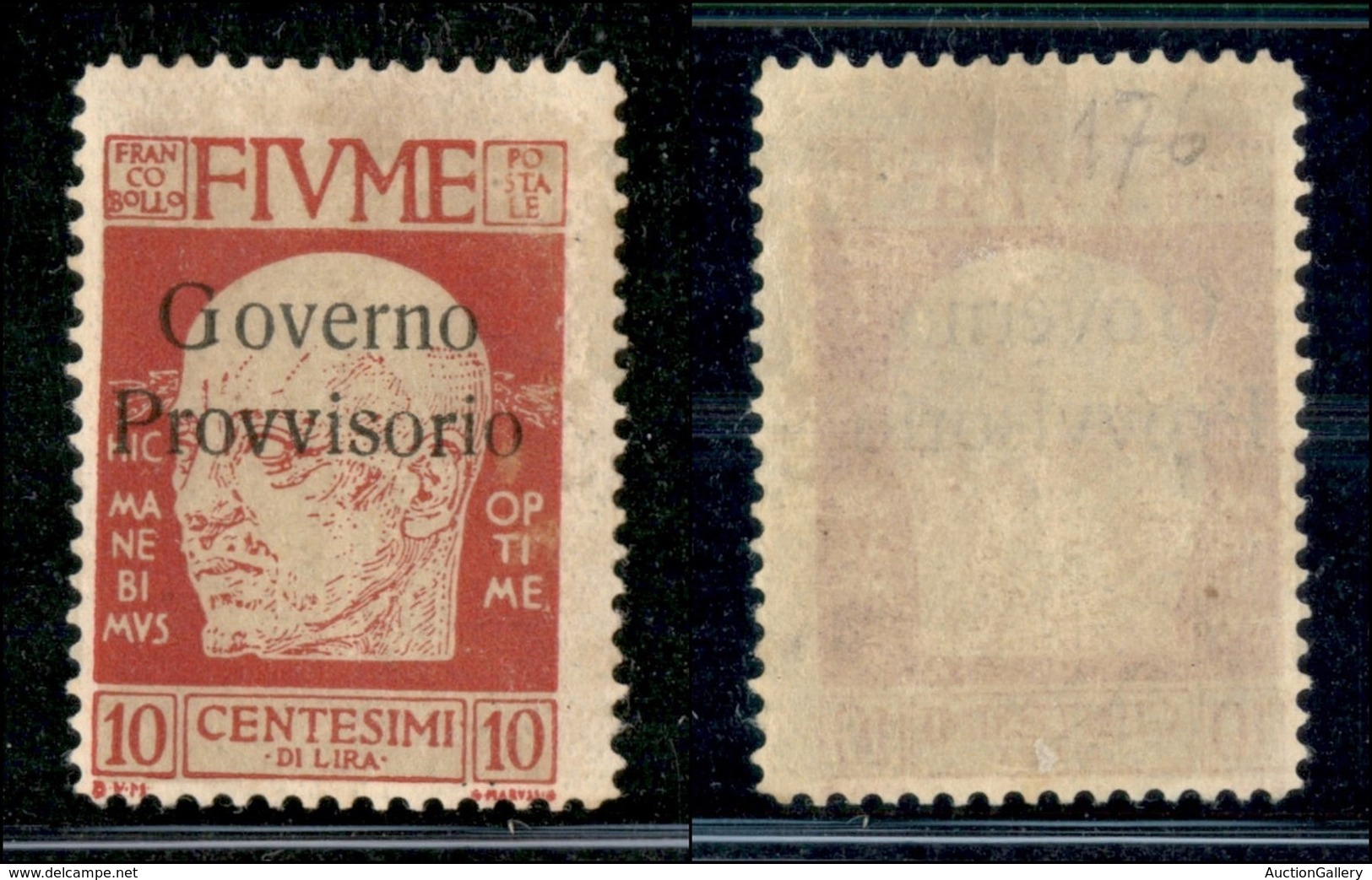OCCUPAZIONI I GUERRA MONDIALE - FIUME - 1921 - 10 Cent Governo Provvisorio (176) - Gomma Integra (800) - Other & Unclassified