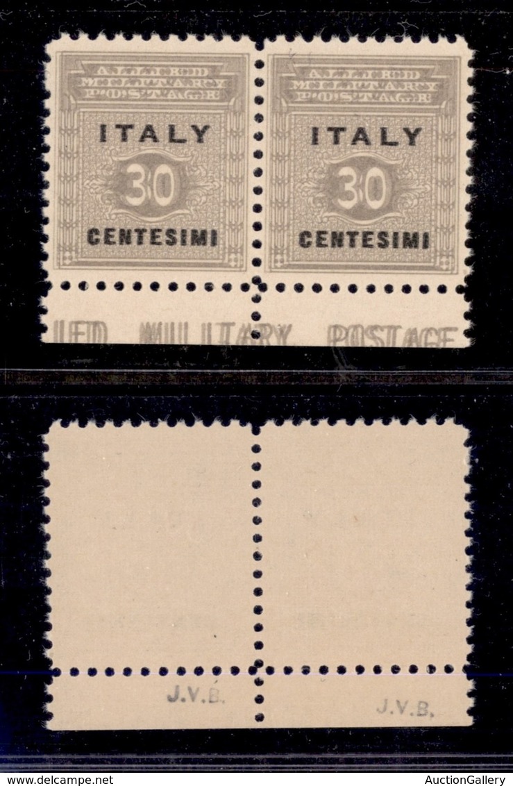 OCCUPAZIONI STRANIERE DI TERRITORI ITALIANI - OCCUPAZIONE ANGLO-AMERICANA - Sicilia - 1943 - 30 Cent (3a) Coppia Bordo F - Autres & Non Classés