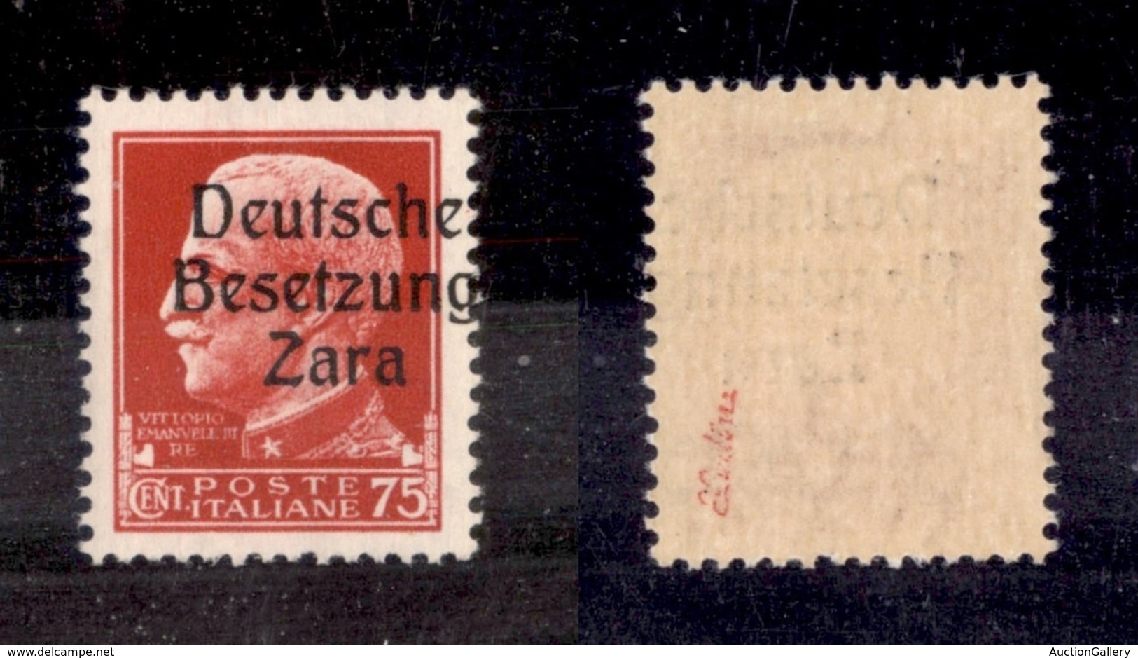 OCCUPAZIONI STRANIERE DI TERRITORI ITALIANI - OCCUPAZIONE TEDESCA - ZARA - 1943 - 75 Cent (8f) - Soprastampa A Destra -  - Other & Unclassified