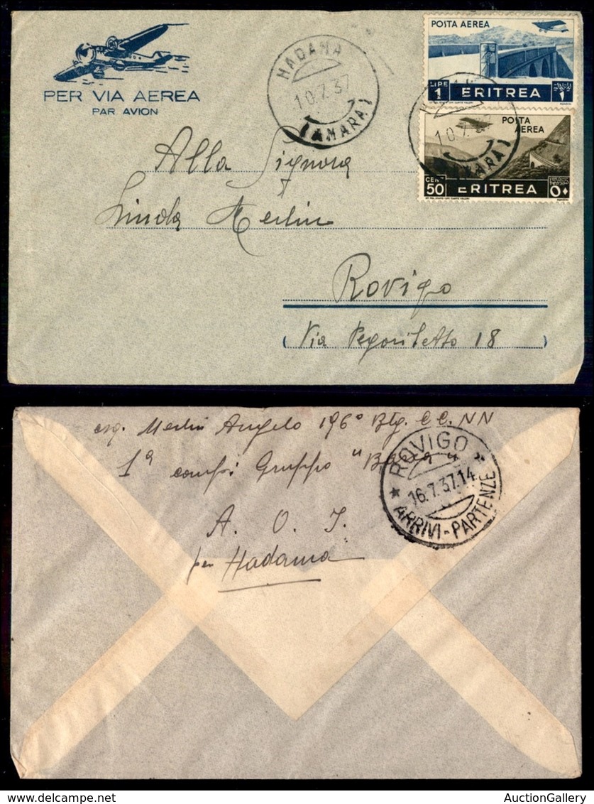 COLONIE - ETIOPIA - Hadama - Aerogramma Per Rovigo Del 10.7.37 (18 + 21 Aerea) - Sonstige & Ohne Zuordnung