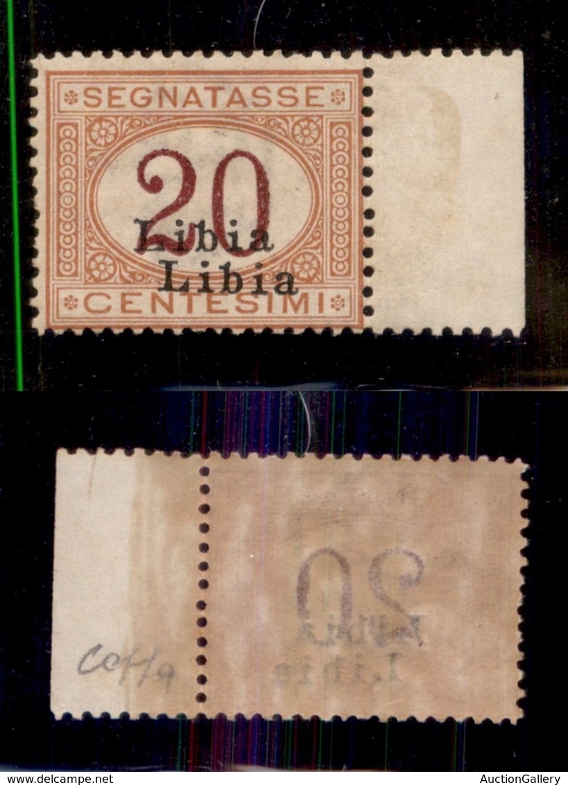 COLONIE - LIBIA - 1915 - 20 Cent (3b) Con Doppia Soprastampa - Gomma Integra - Colla + Cert. AG (1.125+) - Autres & Non Classés