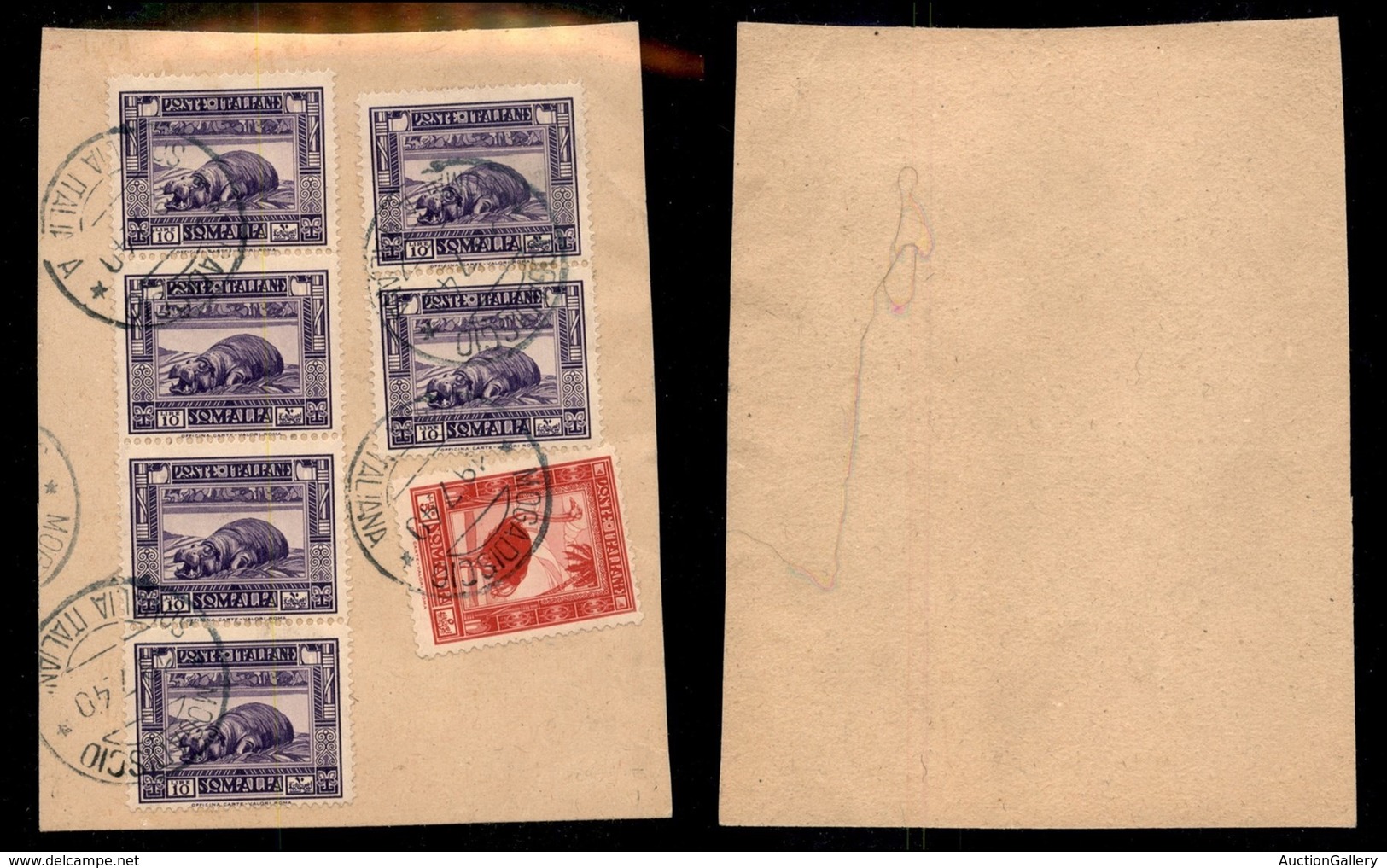 COLONIE - SOMALIA - 1932 - Pittorica - 5 Lire (181) + Sei 10 Lire (211) Usati Su Frammento - Mogadiscio 19.7.1940 - Sonstige & Ohne Zuordnung