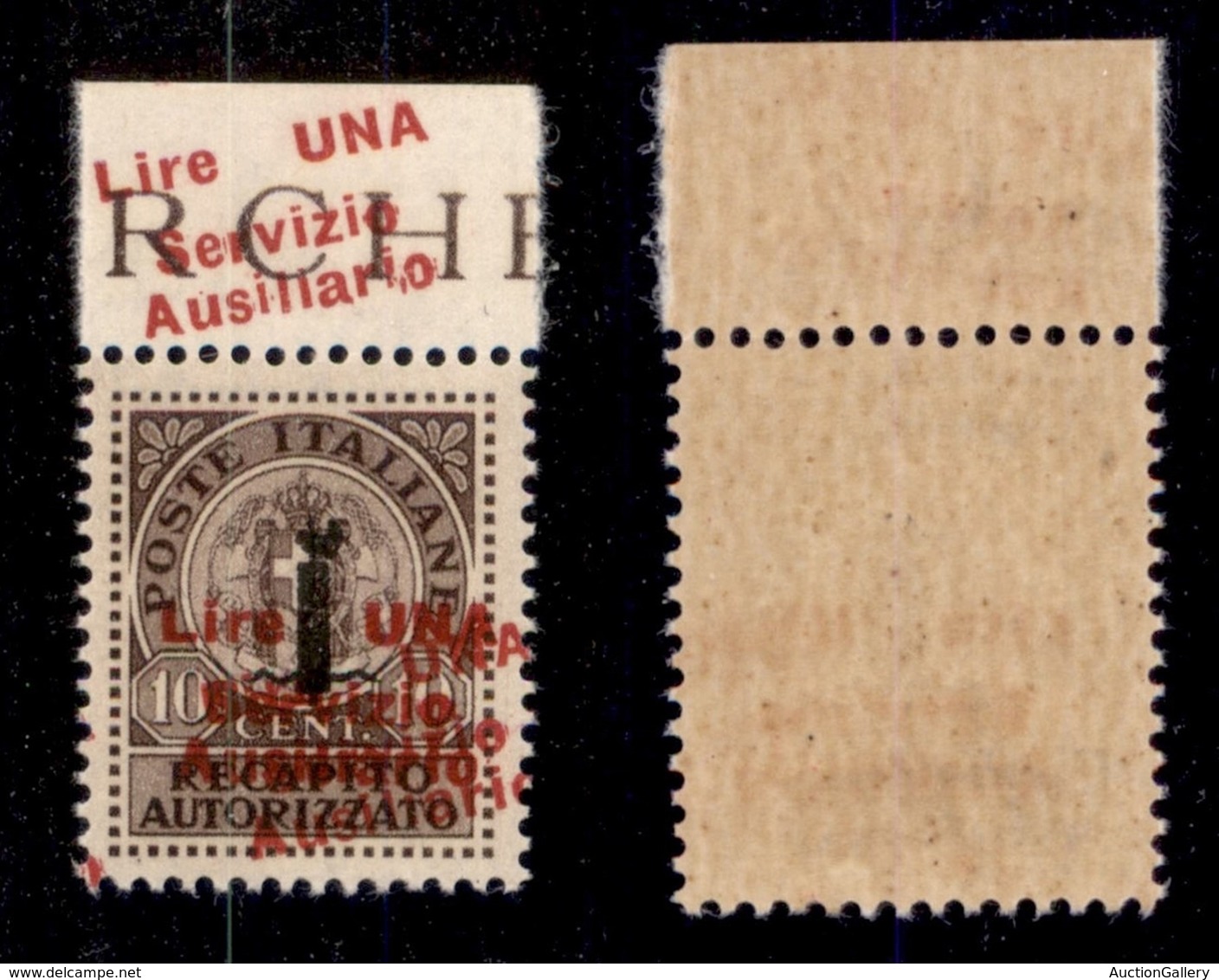 EMISSIONI LOCALI - GUIDIZZOLO - 1945 - 1 Lira Su 10 Cent (2b) Bordo Foglio In Alto - Doppia Soprastampa (una Obliqua) Ri - Autres & Non Classés