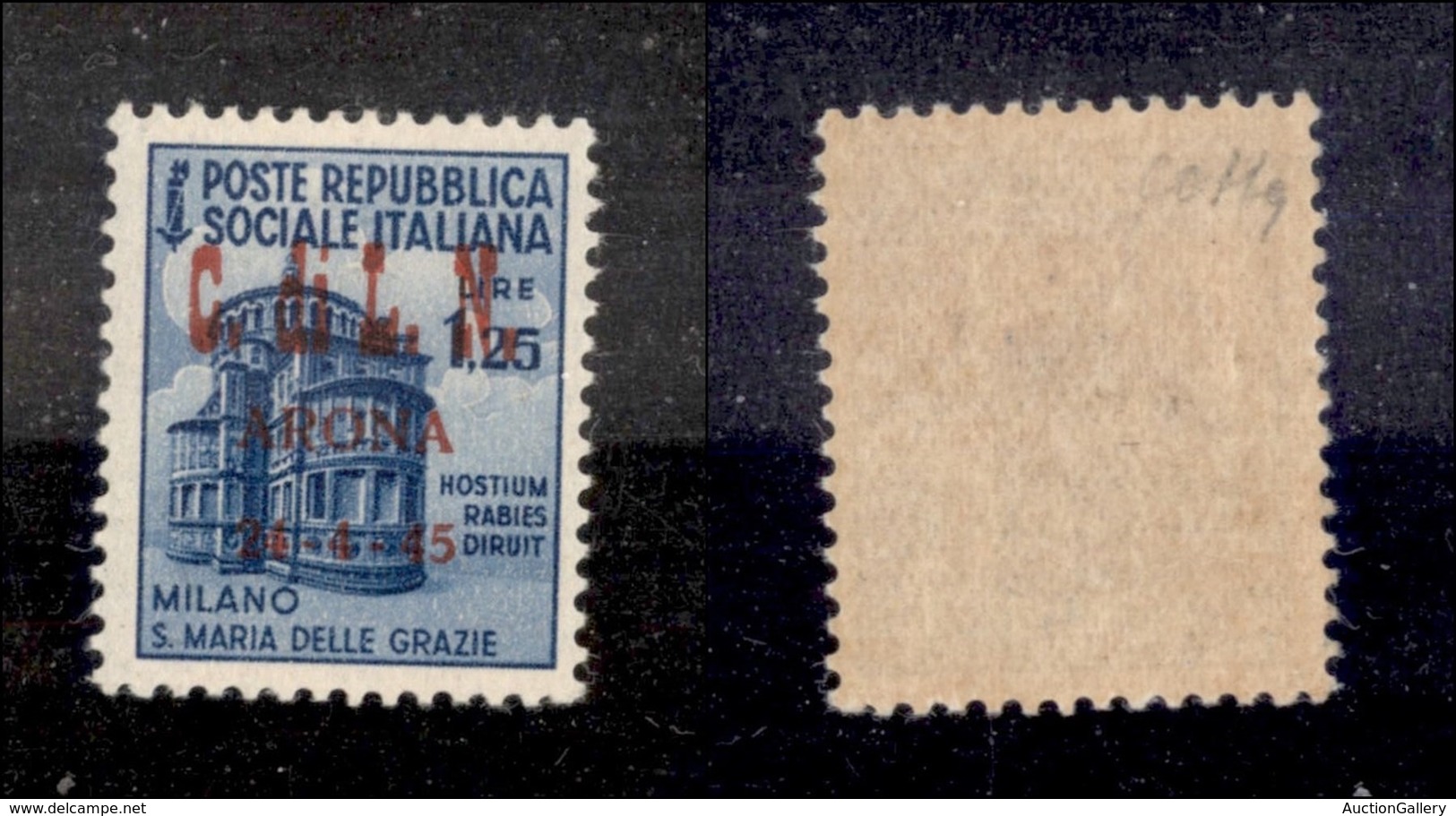 C.L.N. - ARONA - 1945 - 1,25 Lire (22) - Gomma Integra - Cert. Colla (5.600) - Sonstige & Ohne Zuordnung