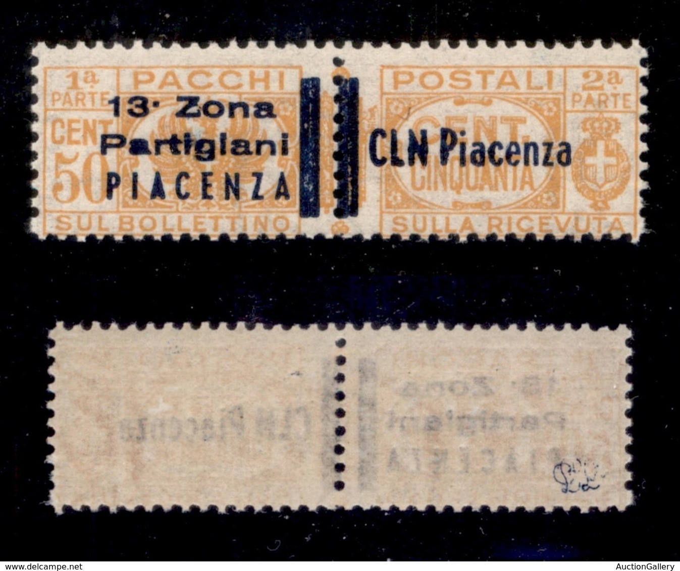 C.L.N. - PIACENZA - 1945 - 50 Cent Pacchi (Errani 31) - Gomma Integra - Cert. AG - Other & Unclassified