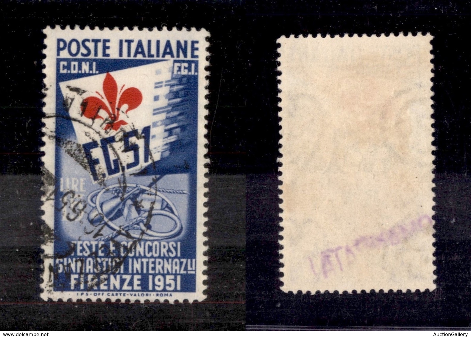 REPUBBLICA - POSTA ORDINARIA - 1951 - 15 Lire Ginnici (663) - Usato - Cert. AG (775) - Sonstige & Ohne Zuordnung