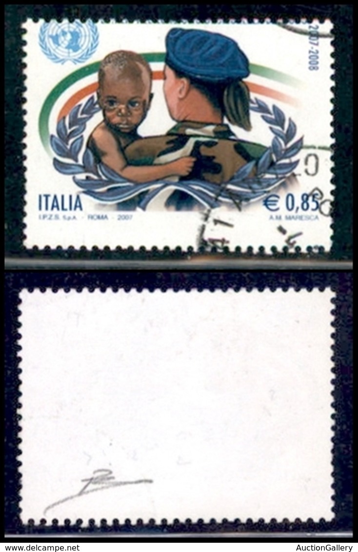 REPUBBLICA - POSTA ORDINARIA - 2007 - 0,85 € ONU (3005 Varietà) Con Dentellatura Orizzontale Spostata In Basso E Senza S - Sonstige & Ohne Zuordnung