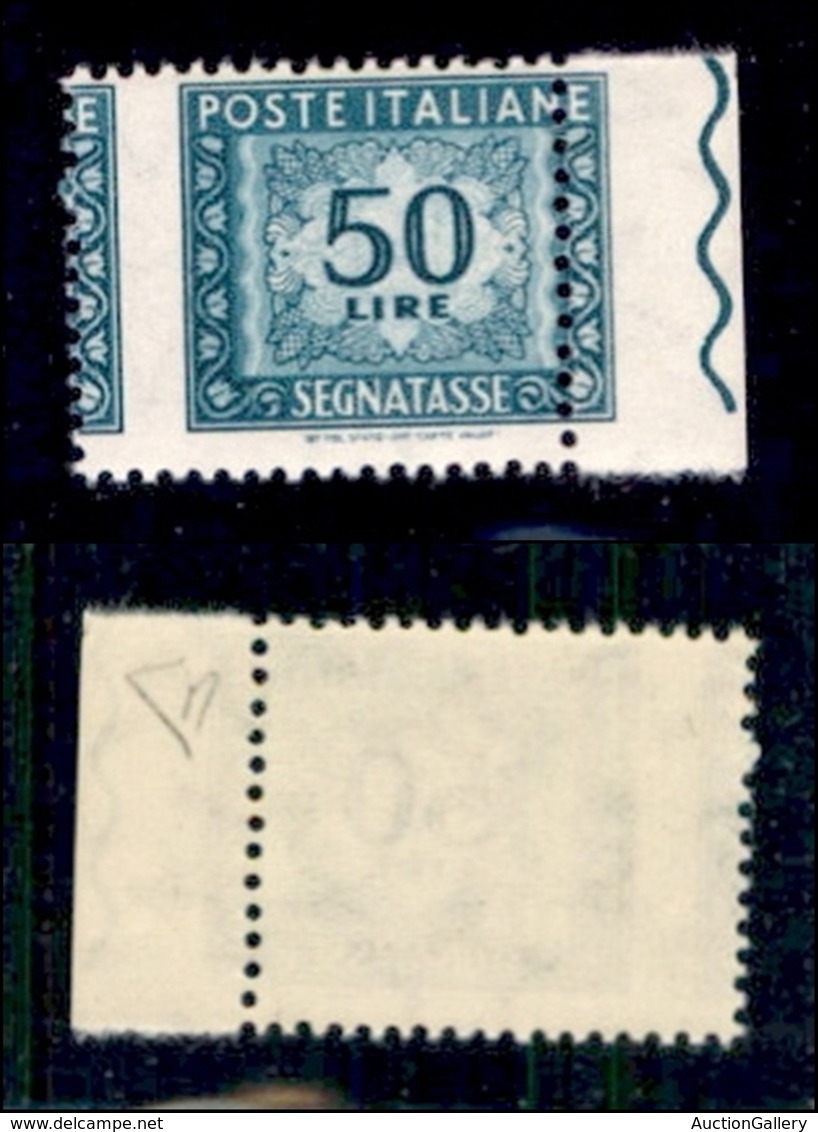 REPUBBLICA - SEGNATASSE - 1957 - Segnatasse - 50 Lire (118//IIf) Bordo Foglio - Dentellatura Verticale Spostata Con Part - Other & Unclassified