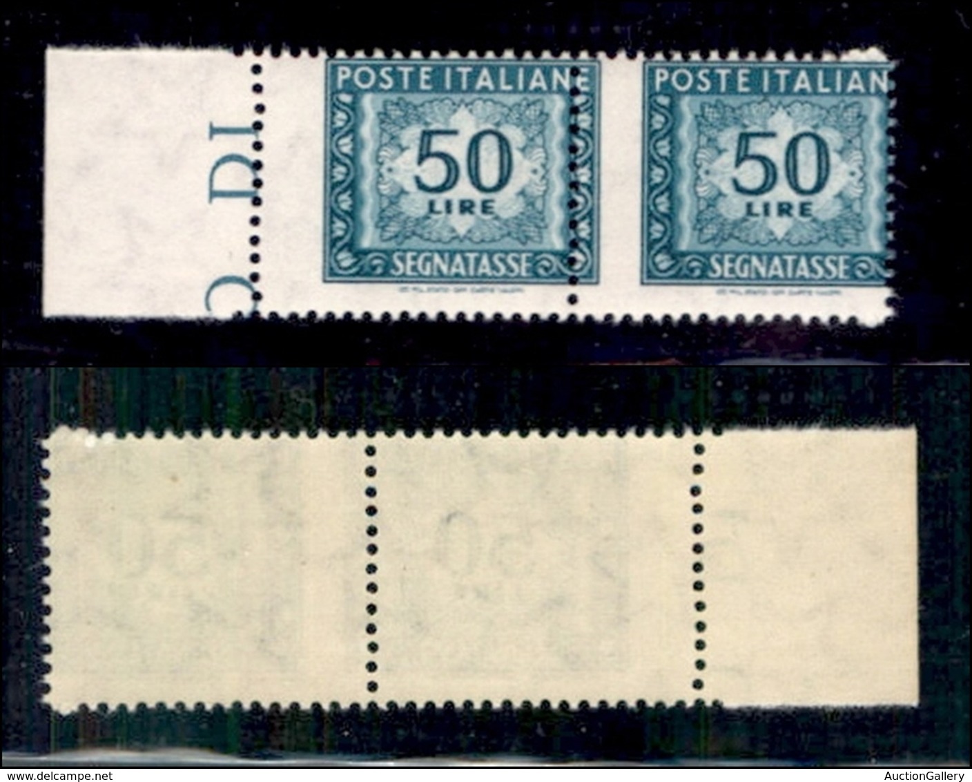 REPUBBLICA - SEGNATASSE - 1957 - Segnatasse - 50 Lire (118/IIf) - Coppia Orizzontale Bordo Foglio - Dentellatura Vertica - Sonstige & Ohne Zuordnung