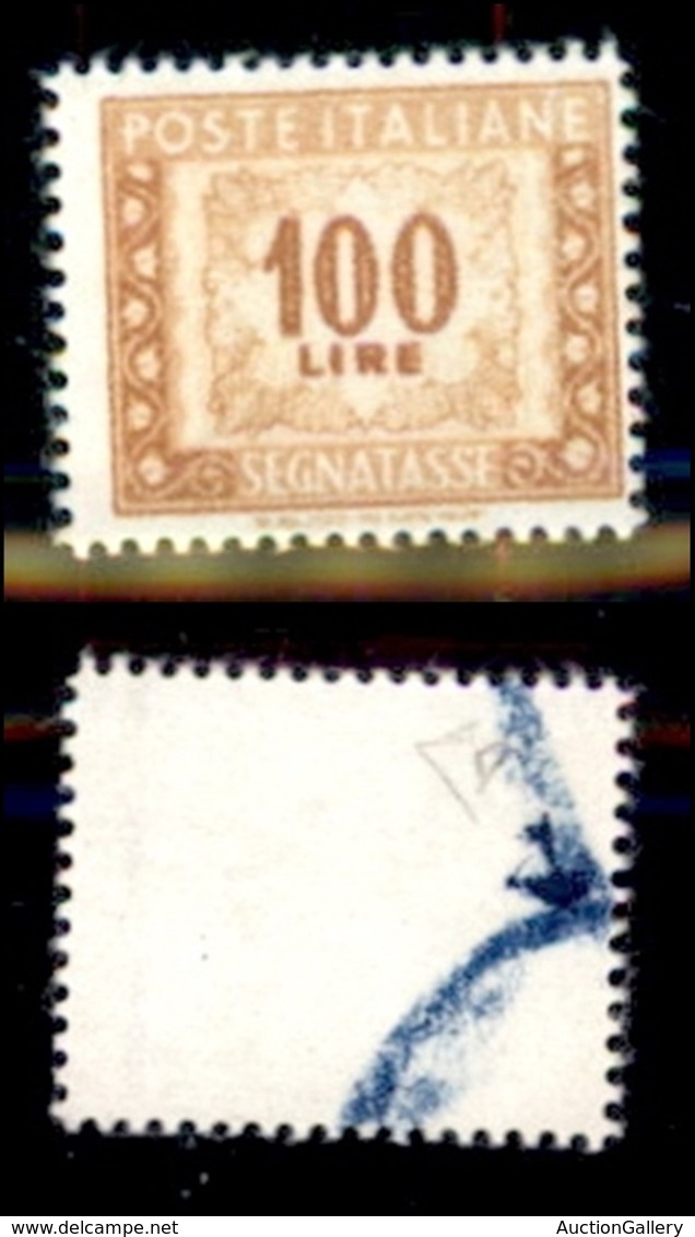 REPUBBLICA - SEGNATASSE - 1957 - Segnatasse - 100 Lire (119/IIe - Varietà) Su Carta Ricongiunta Senza Filigrana - Gomma  - Autres & Non Classés