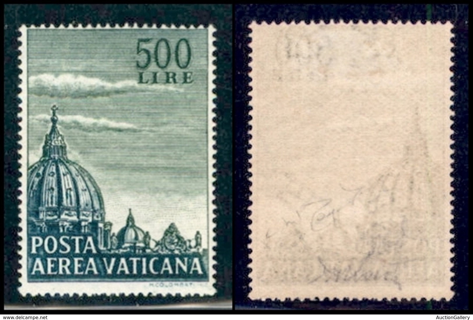 VATICANO - POSTA AEREA - 1958 - 500 Lire Cupola II Tipo (33/I) Dentellatura A Pettine - Gomma Integra - Cert Raybaudi (6 - Altri & Non Classificati