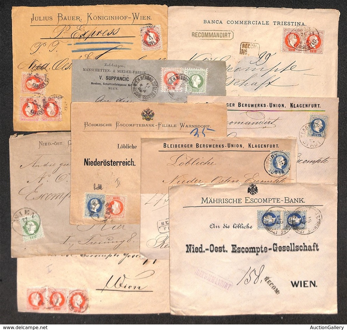 EUROPA - AUSTRIA - 1877/1881 - 9 Buste Del Periodo Con Lacune Raccomandate - Da Esaminare - Autres & Non Classés