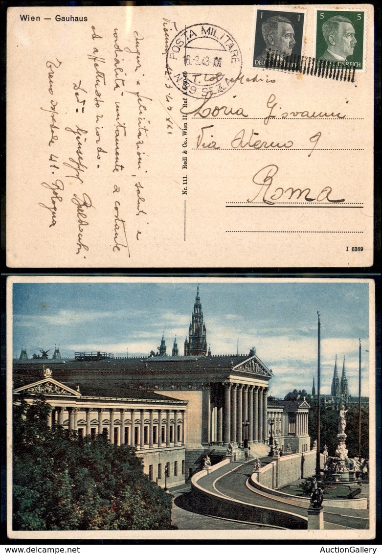 EUROPA - AUSTRIA - Posta Militare N.89 Sez.A - Cartolina Da Vienna A Roma Del 16.3.43 (Germania 705 + 708) - Sonstige & Ohne Zuordnung