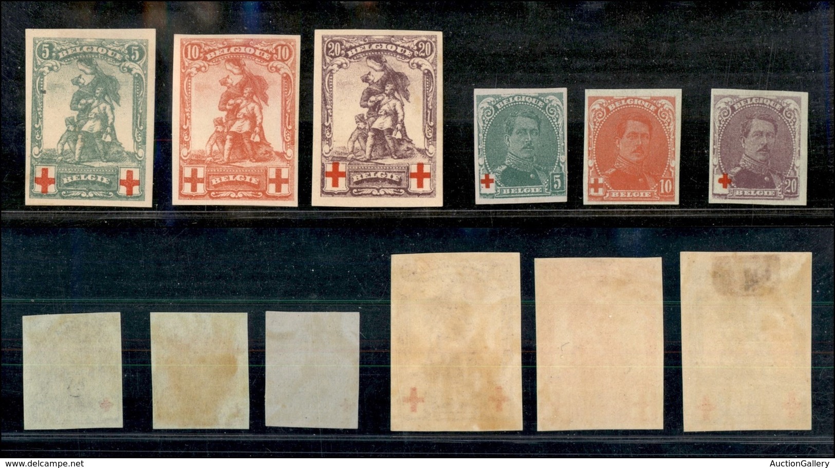 EUROPA - BELGIO - 1914 - Prove - Croce Rossa (104/106) - Serie Completa Di 3 Valori - Nuovi Con Gomma (75) - Sonstige & Ohne Zuordnung