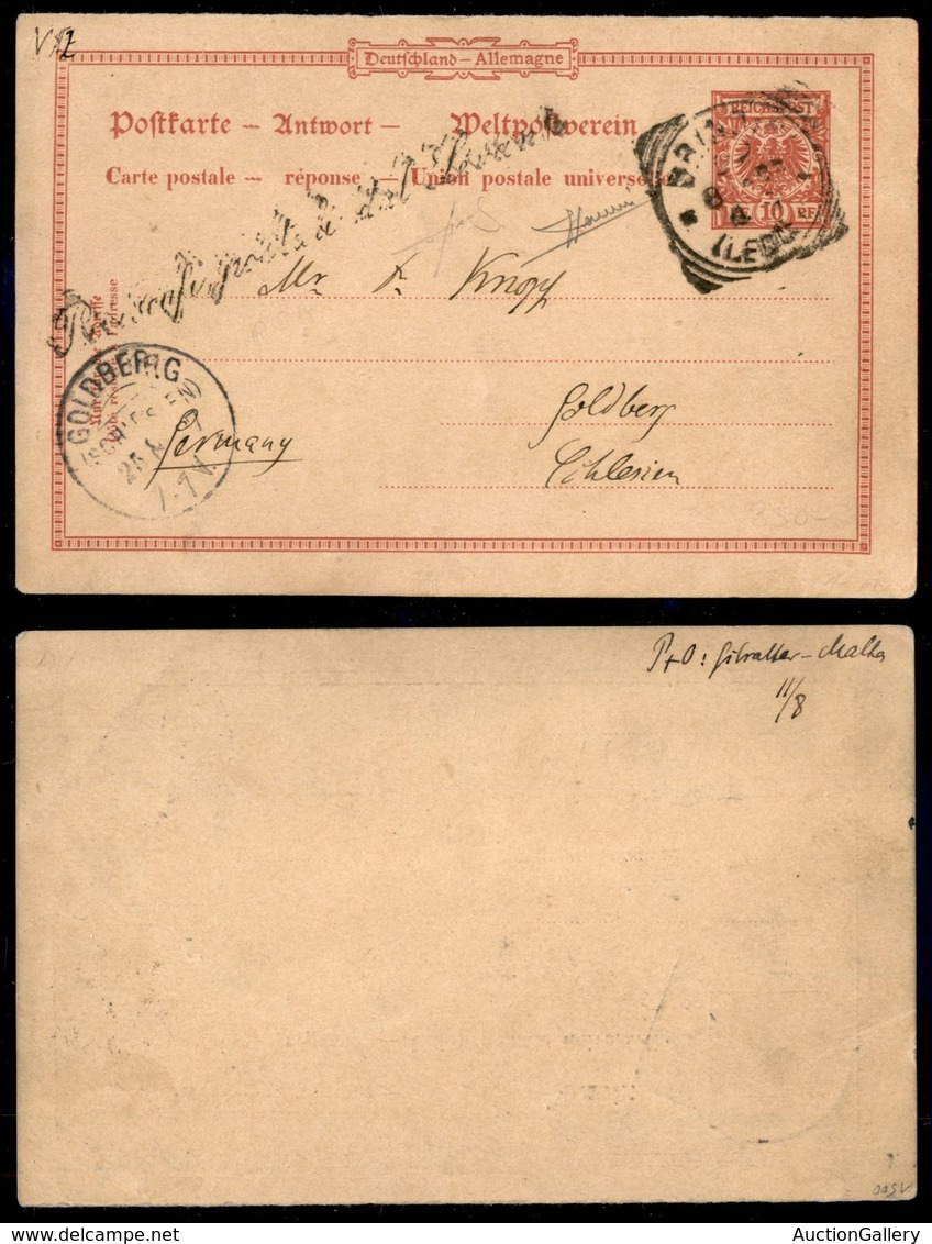 EUROPA - GERMANIA - Piroscafi Postali Dal Levante (corsivo) - Intero Postale 10+10 Pfenning Impostato Probabilmente A Ma - Autres & Non Classés