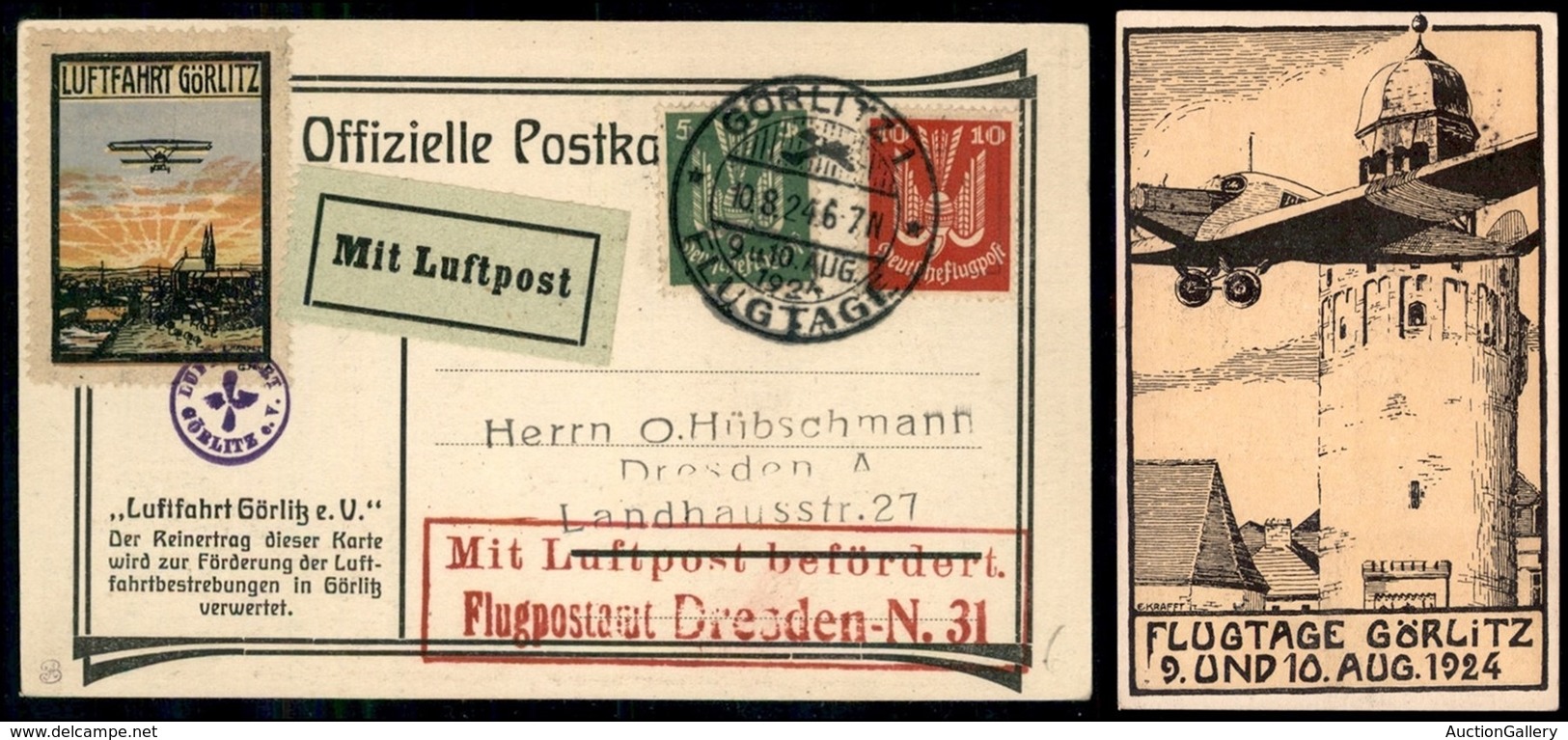 EUROPA - GERMANIA - 1924 (6/10 Agosto) - Flugtage Gorlitz Cartolina Ufficiale Del Volo - Autres & Non Classés