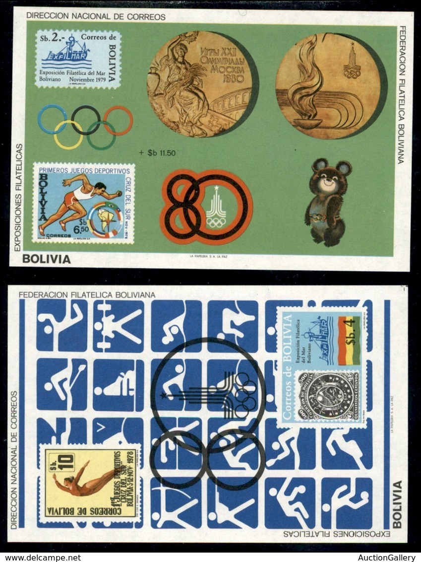 OLTREMARE - BOLIVIA - 1980 - Foglietti Olimpiadi Mosca (100/101) - Due Foglietti - Gomma Integra (160) - Sonstige & Ohne Zuordnung