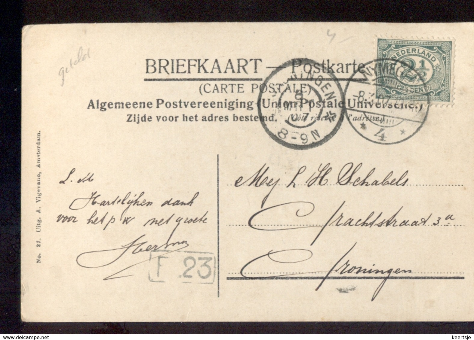 Nymegen 4 Langebalk - Groningen Grootrond - 1907 - Postal History