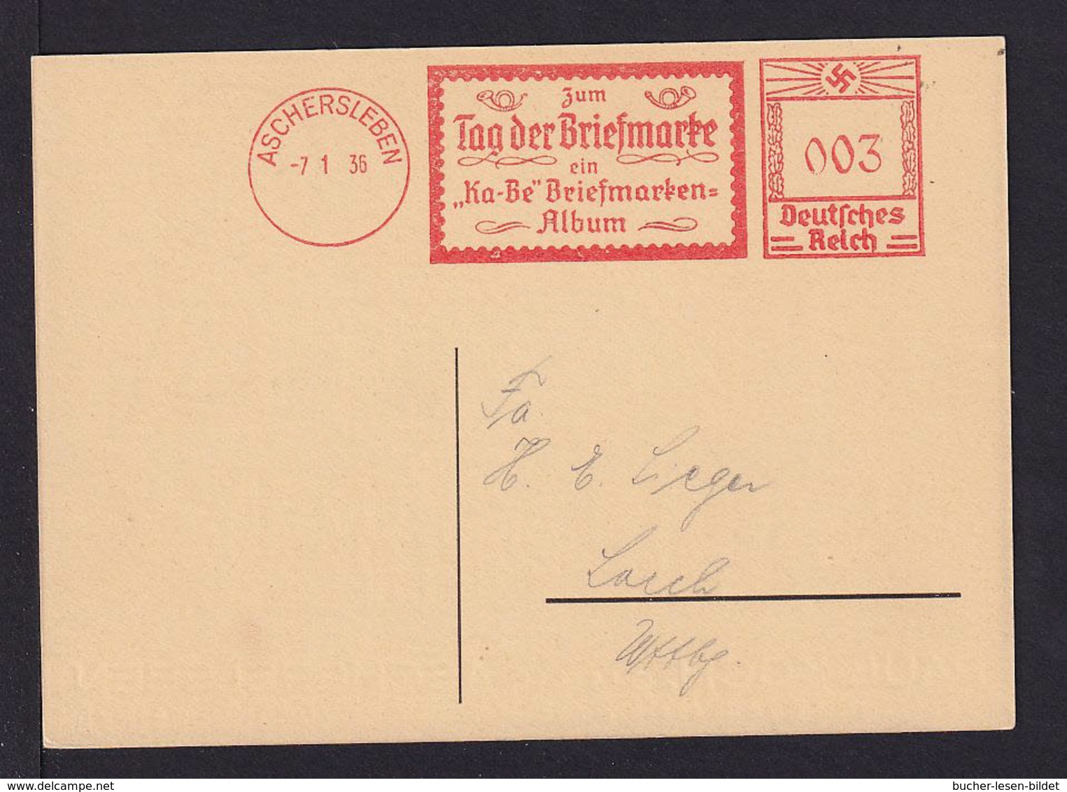 1936 - Freistempel Aschersleben "Zum Tag Der Briefmarke.. Album" - Passende Karte - Journée Du Timbre