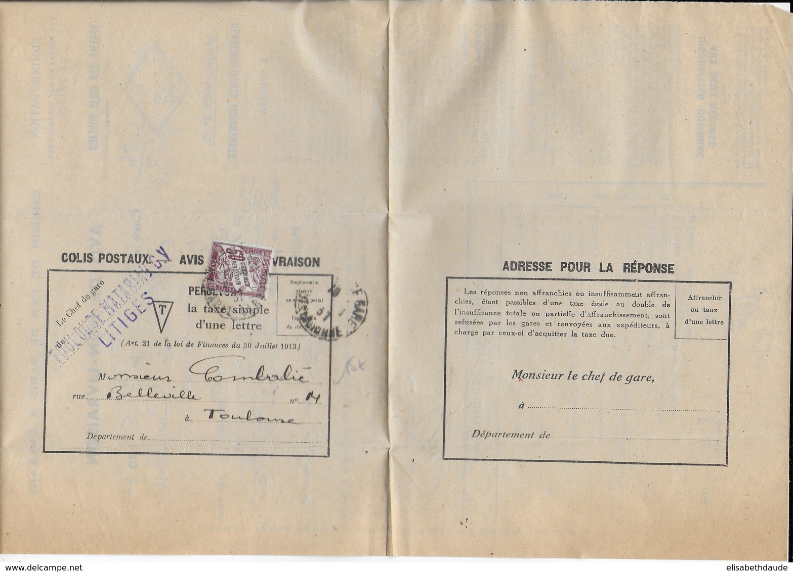 1937 - COLIS POSTAUX - AVIS De NON-LIVRAISON Avec TAXE De TOULOUSE - COLIS En SOUFFRANCE à CASABLANCA (MAROC) ! - Cartas & Documentos