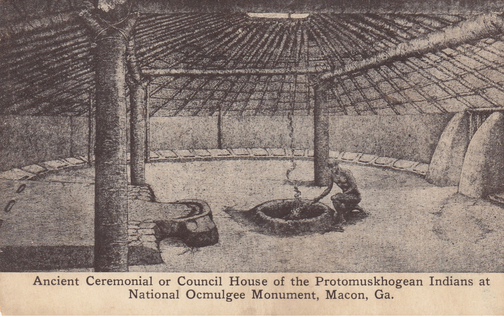 Macon , Georgia , 00-10s ; Protomuskhogean Indians , Council House - Native Americans