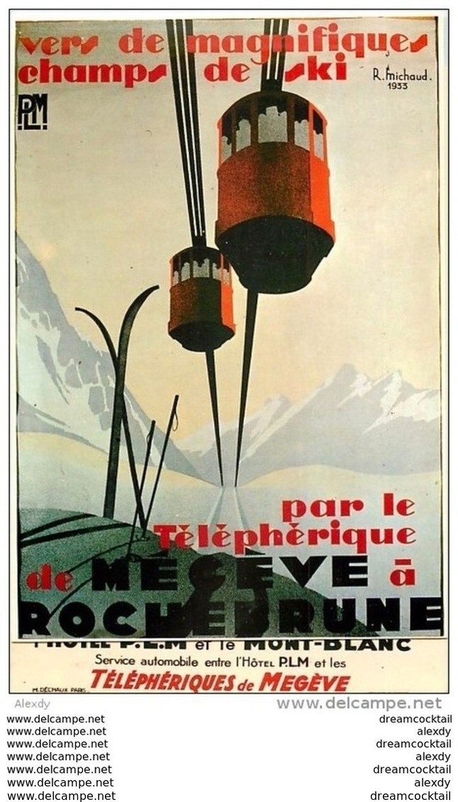 Cpsm Cpm Style Affiche P.LM 74 CHEMIN DE FER. Téléphérique De Megève à Rochebrune Par Michaud - Megève