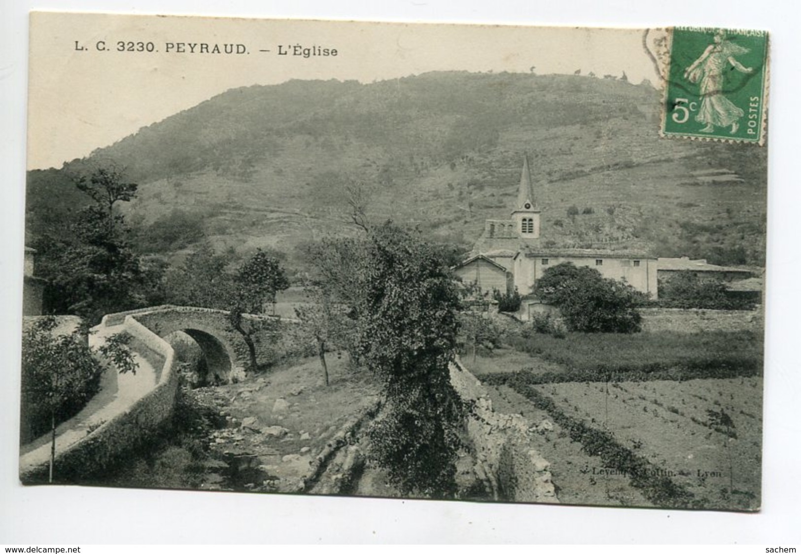 07 PEYRAUD Route Pont De Pierre Eglise Du Village 1915 écrite Timb     D01 2020 - Other & Unclassified