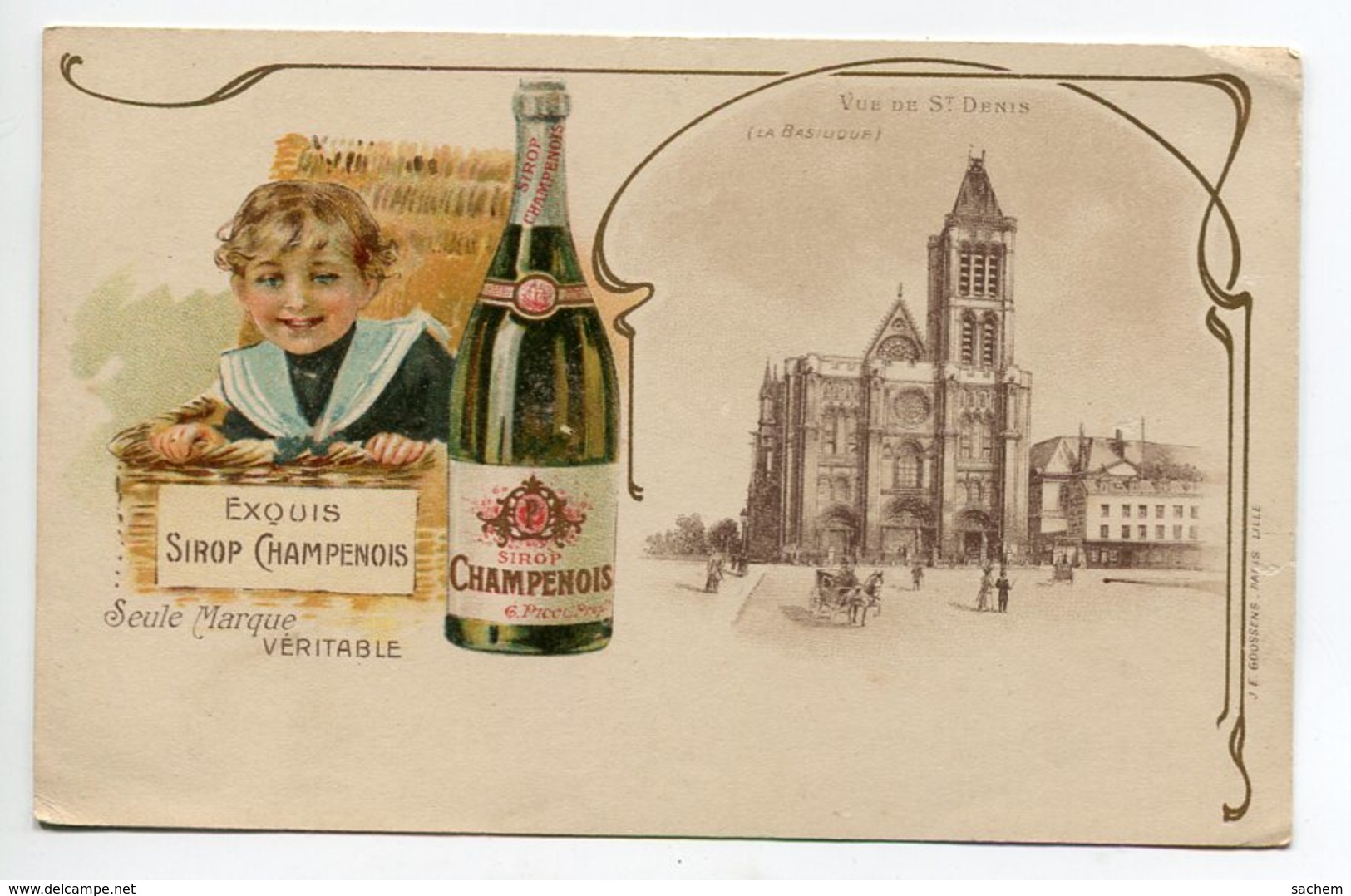 51 PUBLICITE Pour Le Sirop Champenois - Enfant Sortant De La Malle D'osier 1900    Dos Non Divisé   D01 2020 - Altri & Non Classificati